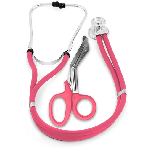 Vista 19 de ASA TECHMED Sprague - Estetoscopio de doble tubo para adultos y pediátricos + tijeras EMT a juego, ideal para EMT, enfermera, médico, estudiante