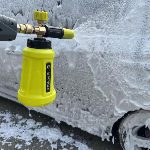 Vista 6 de M MINGLE Cañón de espuma para lavadora a presión, rociador de espuma para automóvil con conector rápido de 1/4 de pulgada, boca ancha resistente