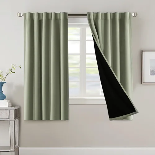 Vista 140 de H.VERSAILTEX Cortinas 100% opacas para dormitorio con forro negro, cortinas de oscurecimiento de habitación completa, con aislamiento térmico