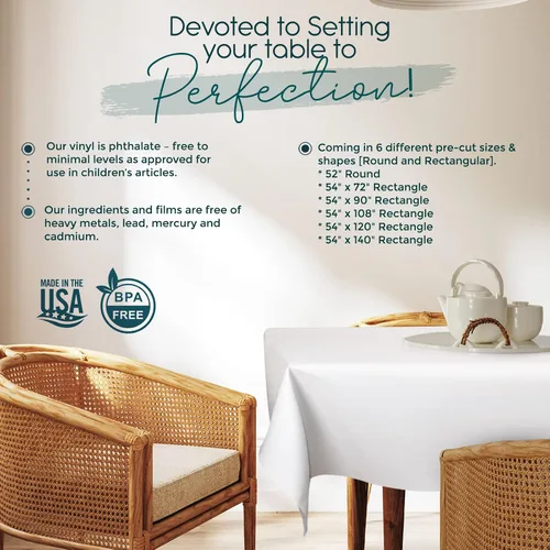 Vista 5 de Protector de mesa de alta calidad, protección superior contra derrames, arañazos y calor, mantel de vinilo reutilizable con respaldo de franela