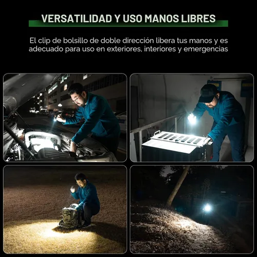 Vista 6 de PIOOCAN Linternas Recargables de 1200 Lúmenes, Linterna EDC de Bolsillo AA de Alto Lúmenes con Clip, Linternas Pequeñas Súper Brillantes, Linterna