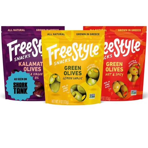 Vista 10 de Freestyle Snacks Paquetes de aceitunas para aperitivo - Como se vio en Shark Tank - Aceitunas verdes y Kalamata frescas sin hueso, 5 sabores