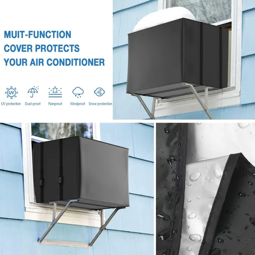 Vista 6 de Paquete de 2 fundas de aire acondicionado para ventana, cubierta de aire Tamaño M: 21 l*15 H*3.5D + 21W*16D*15H