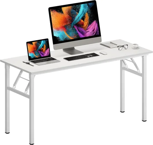 Vista 11 de Need - Escritorio plegable de 31 1/2" sin ensamblaje, mesa pequeña para computadora, escritorio robusto y resistente para espacios pequeños, marco