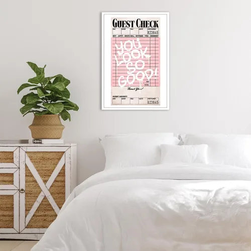 Vista 4 de KFDJIG Lienzo retro de moda para pared, arte de pared, color rosa y naranja y negro, pósteres inspiradores de galería, You Look So Good, impresiones