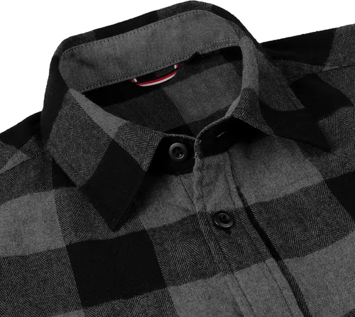 Vista 3 de Camisa casual de franela de manga larga para hombre, ajuste regular, con botones y dos bolsillos