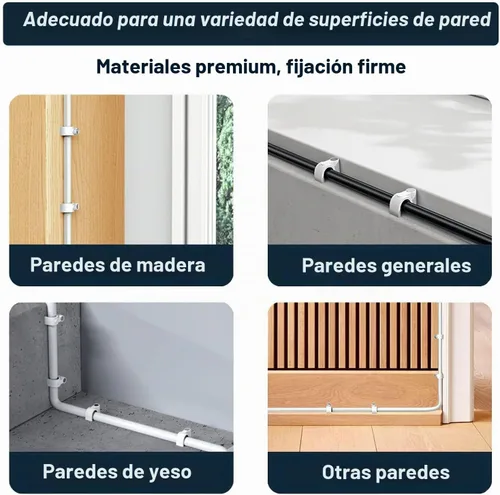 Vista 5 de Clips de cable de 0.394 pulgadas para cable de 0.394 in, 100 clips de alambre para altavoces, abrazaderas coaxiales, clavijas de cable Ethernet