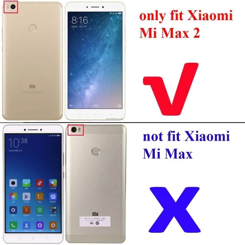 Vista 2 de LuluMain Compatible con funda Xiaomi Mi Max 2, soporte de anillo de metal a prueba de golpes (funciona con soporte magnético para automóvil)