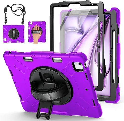 Vista 12 de Funda para iPad Pro 11 M5 2025/M4 2024: Funda protectora para iPad Pro de 11 pulgadas 5ª generación con protector de pantalla, soporte, asa y correa