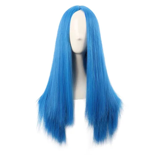 Vista 25 de MapofBeauty - Peluca sintética larga especial para mujer, de 28 pulgadas (70 cm), cabello lacio, color negro