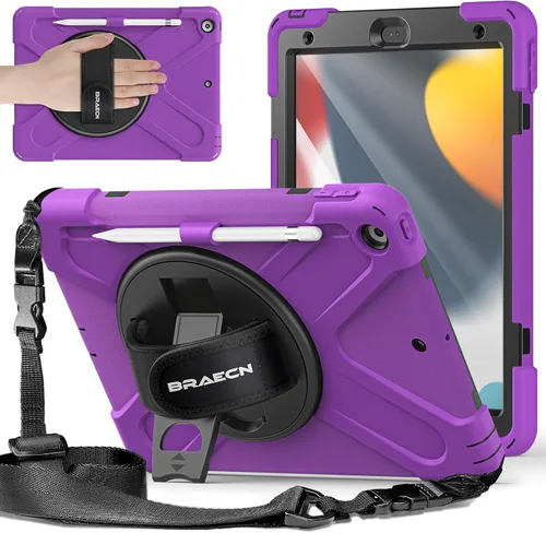 Vista 18 de BRAECNstock - Funda para Apple iPad de 9ª/8ª/7ª generación, de 10.2" 2021/2020/2019, funda protectora a prueba de golpes para niños, con protector