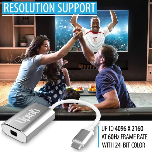 Vista 6 de UPTab Adaptador USB-C Tipo C a Mini DisplayPort 4K a 60Hz, Plateado
