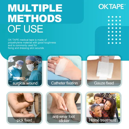 Vista 7 de OK TAPE OKPore - Cinta quirúrgica médica no tejida (paquete de 24) – Cinta quirúrgica de primeros auxilios hipoalergénica y transpirable