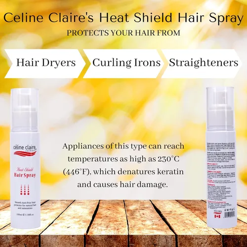 Vista 3 de El spray de protección térmica Celine Claire y el escudo térmico para cabello es un protector antiencrespamiento para todo tipo de cabello