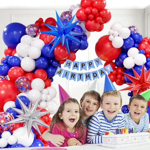 Vista 7 de Kit de arco de guirnalda de globos rojos, blancos y azules con globos