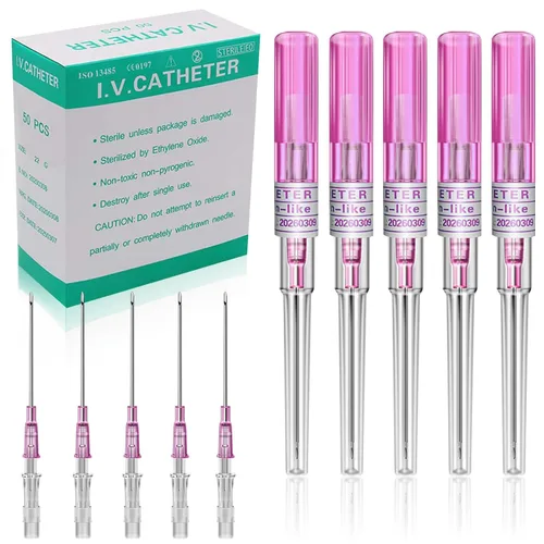 Vista 11 de Agujas de perforación de catéter 14G, 50 agujas de catéter intravenoso calibre 14, agujas huecas de acero inoxidable para oreja, nariz, labio
