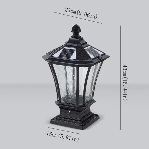 Vista 2 de Luces de poste al aire libre, luz solar nórdico IP55 para exteriores, impermeable, luz de jardín para el hogar, valla de puerta, luz de jardín Latón