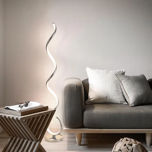 Vista 6 de EIDISUNY Lámpara de pie moderna para sala de estar, lámparas de pie LED en espiral de 3 colores con control remoto e interruptor de pie, lámpara