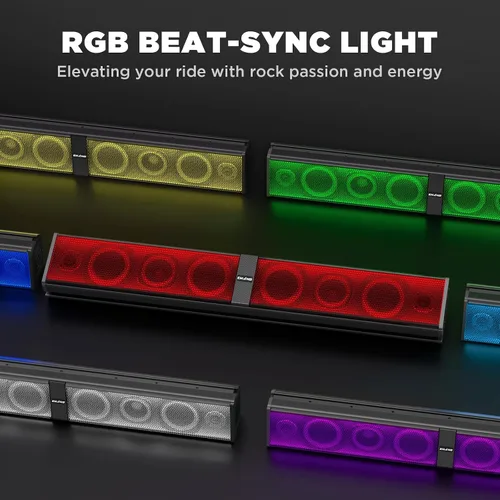 Vista 10 de Ehaho Barra de sonido UTV de 34 pulgadas con subwoofer, barra de sonido SXS de 8 altavoces con Bluetooth e iluminación RGB, altavoces impermeables
