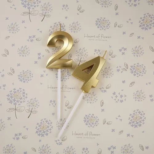 Vista 2 de Decoraciones de cumpleaños número 24 para mujeres y hombres, velas doradas