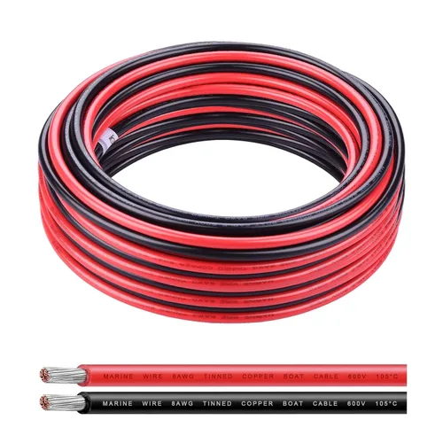 Vista 9 de Cable de calibre 6, iGreely 10 pies negro y 10 pies rojo 6 AWG cable eléctrico de cobre estañado, 2 cables aislados de un solo conductor trenzado