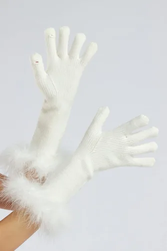 Vista 33 de Sahabowi Guantes de cuero para clima frío Manopla de lana cálida de invierno para mujeres