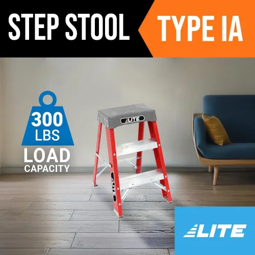 Vista 11 de LITE Taburete industrial de fibra de vidrio de 2 pies, capacidad de carga de 300 libras, tipo IA, LP-3011-02