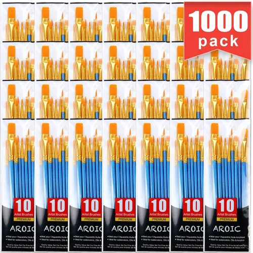 Vista 19 de AROIC Pinceles de Pintura Pequeños a Granel, 80 Piezas de Pinceles de Pintura de Cerdas de Nylon Negro para Niños con Punta Plana Redonda