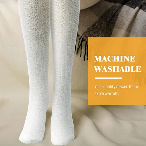 Vista 5 de 4 Pairs Thigh High Socks for Women Knit Socks Long Over the Knee Soft Material Socks Leg Warmers