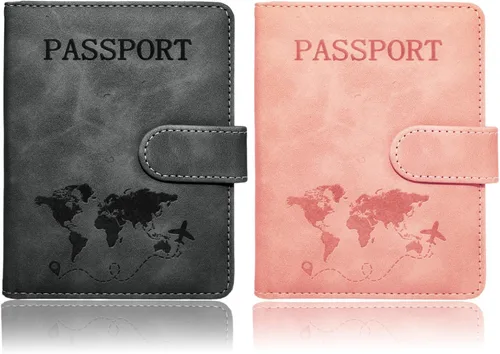 Vista 9 de Juego de 2 fundas para pasaporte, Azul, verde, Minimalista