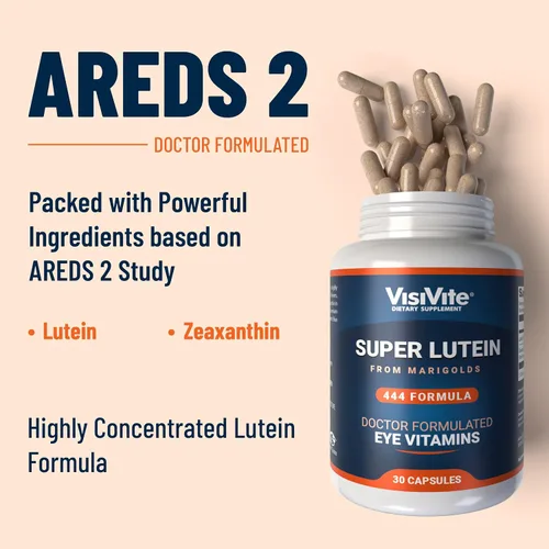 Vista 2 de VisiVite Super Lutein 444 - Vitaminas para los ojos únicas y claras – Vitaminas de luteína Max Vision para los ojos – Zeaxantina más luteína