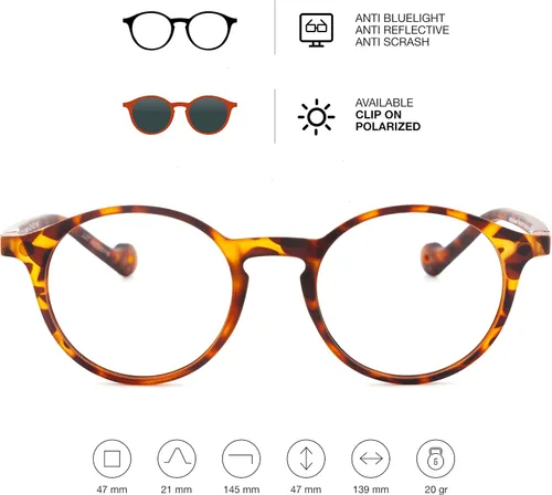 Vista 3 de DIDINSKY Gafas de lectura para presbicia para hombre y mujer, anti luz azul, táctiles de goma, patillas flexibles y lentes antirreflectantes. Havana