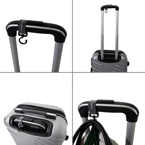 Vista 4 de The Original Captain Hook - Paquete de 2 ganchos multiusos para tu bolso bolsas de compras abrigo mochila se puede utilizar con equipaje cochecito