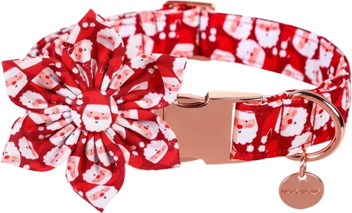 Vista 16 de Collar de Navidad para perro con pajarita, collar de perro de copo de nieve con tira roja y verde, suave, duradero, ajustable, de algodón