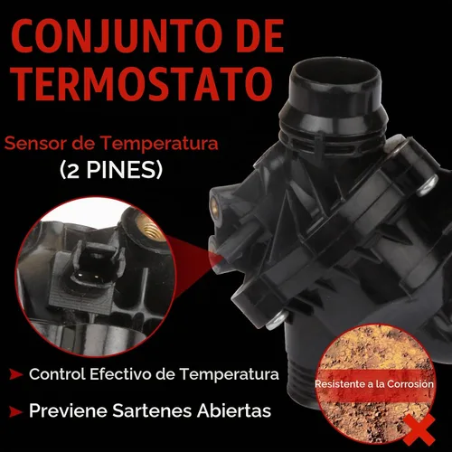 Vista 5 de MITZONE Conjunto de termostato de refrigerante del motor compatible con BMW E70 X5 E71 X6 3.0L reemplazar 11537550172