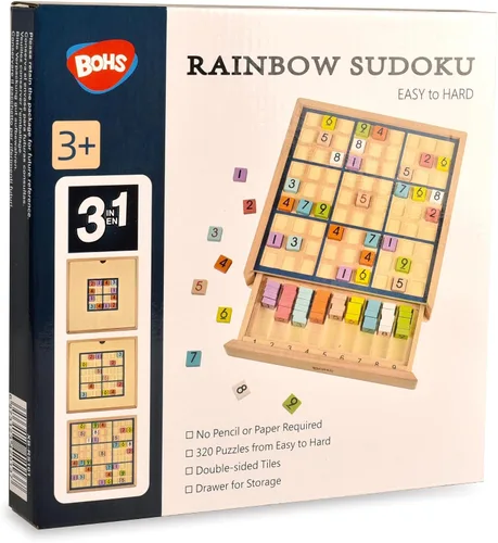 Vista 8 de BOHS Juego de mesa Sudoku de color de madera con libro de rompecabezas 320