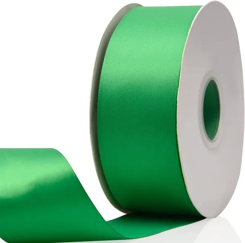 Vista 91 de Cinta de satén de doble cara verde manzana de 1-1/2 x 50 yardas, rollos de cinta de tela de alta densidad de color sólido, ideal para envolver