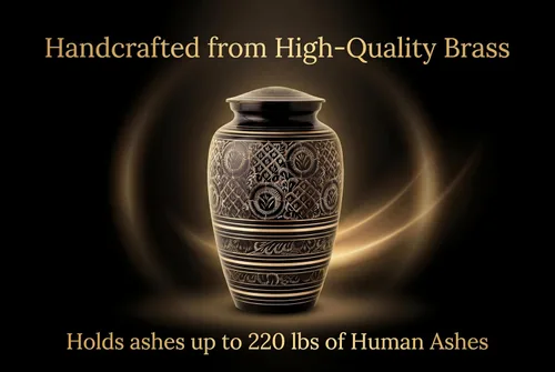 Vista 8 de AspenStudio Urna de Cremación de Latón Platino Negro Profundo y Dorado para Cenizas Humanas Adultas - Urnas Funerarias Conmemorativas Grandes Hechas