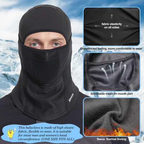 Vista 2 de Pasamontañas para clima frío, máscara térmica de forro polar para invierno, calentador de cabeza, equipo de motocicleta para hombres y mujeres