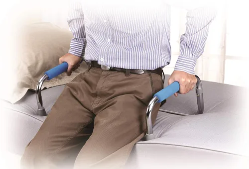 Vista 2 de Secure Riel de asistencia de pie para ancianos con asas de barra de agarre acolchadas, soporte de pie para silla y sofá, soporte de pie