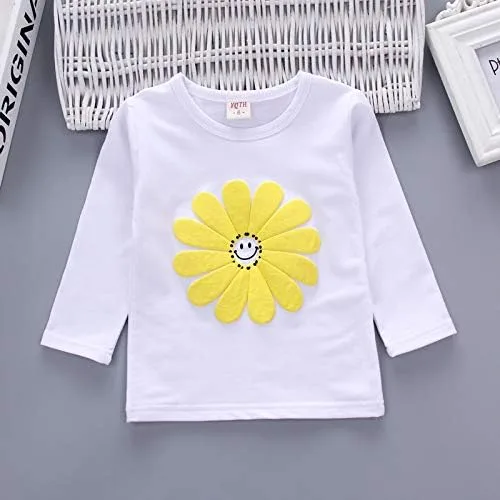 Vista 5 de Yao Conjunto de 3 piezas con estampado de flores para niñas pequeñas de 1 a 5 años, chaleco y pantalones