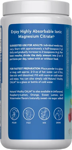 Vista 3 de Natural Vitality Calm Magnesium - Polvo de 16 onzas Mezcla de bebida relajante Suplemento con sabor a cereza 325 mg por porción Sin OMG, sin