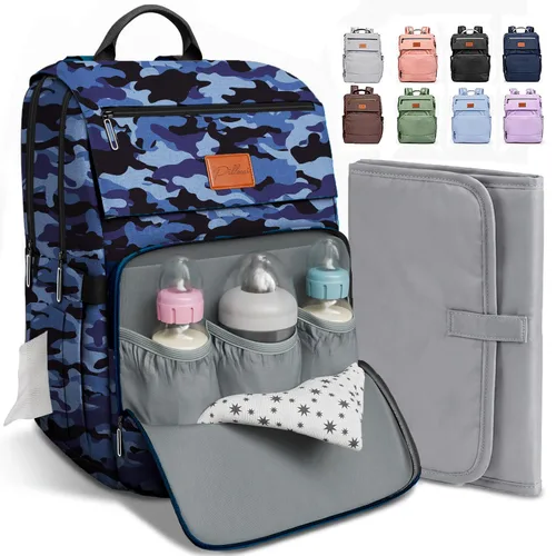 Vista 20 de PILLANI - Mochila grande para llevar pañales de bebé, para viajar, cambiador incluido, producto esencial para recién nacidos, artículos para mamá