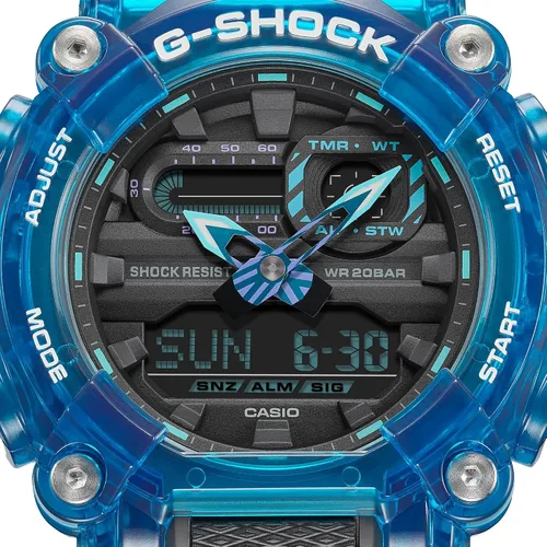 Vista 3 de G-Shock GA900SKL-2A Sound Waves Skeleton Series Reloj, verde azulado, Azul, Moderno