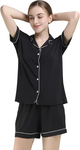 Vista 2 de Women's Pajama Sets Bamboo Pajama Button Down Sleepwear Nightwear 2 Piece Pj Set Soft Pjs Lounge Sets