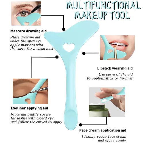 Vista 3 de 4 plantillas de silicona reutilizables para delineadores de ojos, protector de máscara de pestañas, herramienta de ayuda para aplicadores de sombra