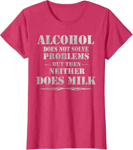 Vista 34 de Alcohol Does Not Solve Problems. But Then, Neither Does Milk T-Shirt Asphalt Grey