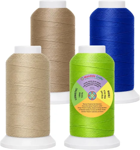 Vista 49 de Mandala Crafts Airforce Blue Tex 70 - Hilo de poliéster para tapicería 1500 Yds T70 UV Resistant Strong Thread for Leather Sewing, Marine