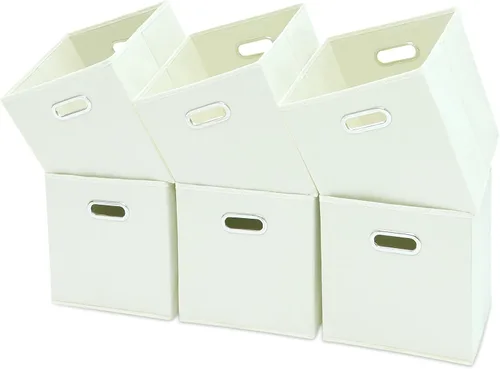 Vista 15 de Contenedores de almacenamiento de tela negra, 13 x 13 x 13 pulgadas, cajas de almacenamiento plegables con doble asa, caja organizadora de tela