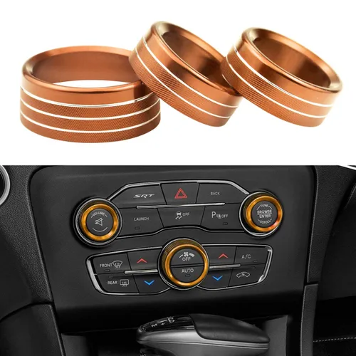 Vista 6 de Para Dodge Challenger Charger (2015-2021), cubierta de perilla de control de clima de CA, interruptor de sintonización de volumen automático, ajuste